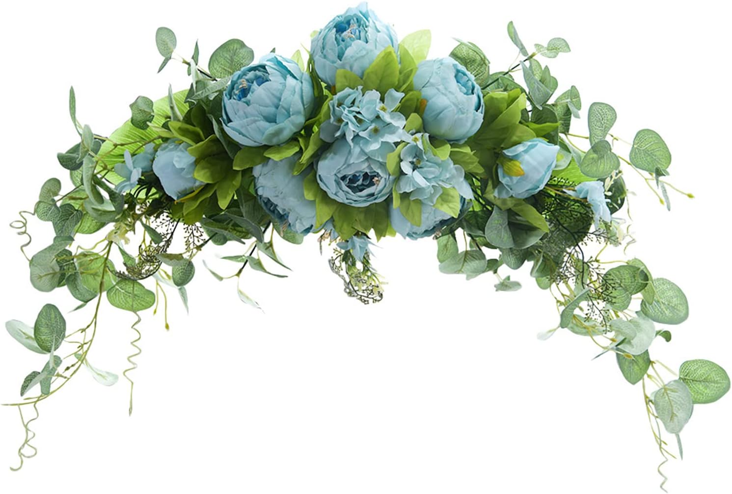 Wedding Arch Flowers, 24 Inch Decorative Floral Swag with Green Leaves, Artificial Peony Swag Front Door Peony Floral Arch Decor