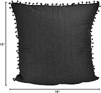 Vista 4 de Donna Sharp Almohada decorativa contemporánea con diseño Dawson (pompón negro) y cierre de cremallera fácil de quitar, almohadas cuadradas