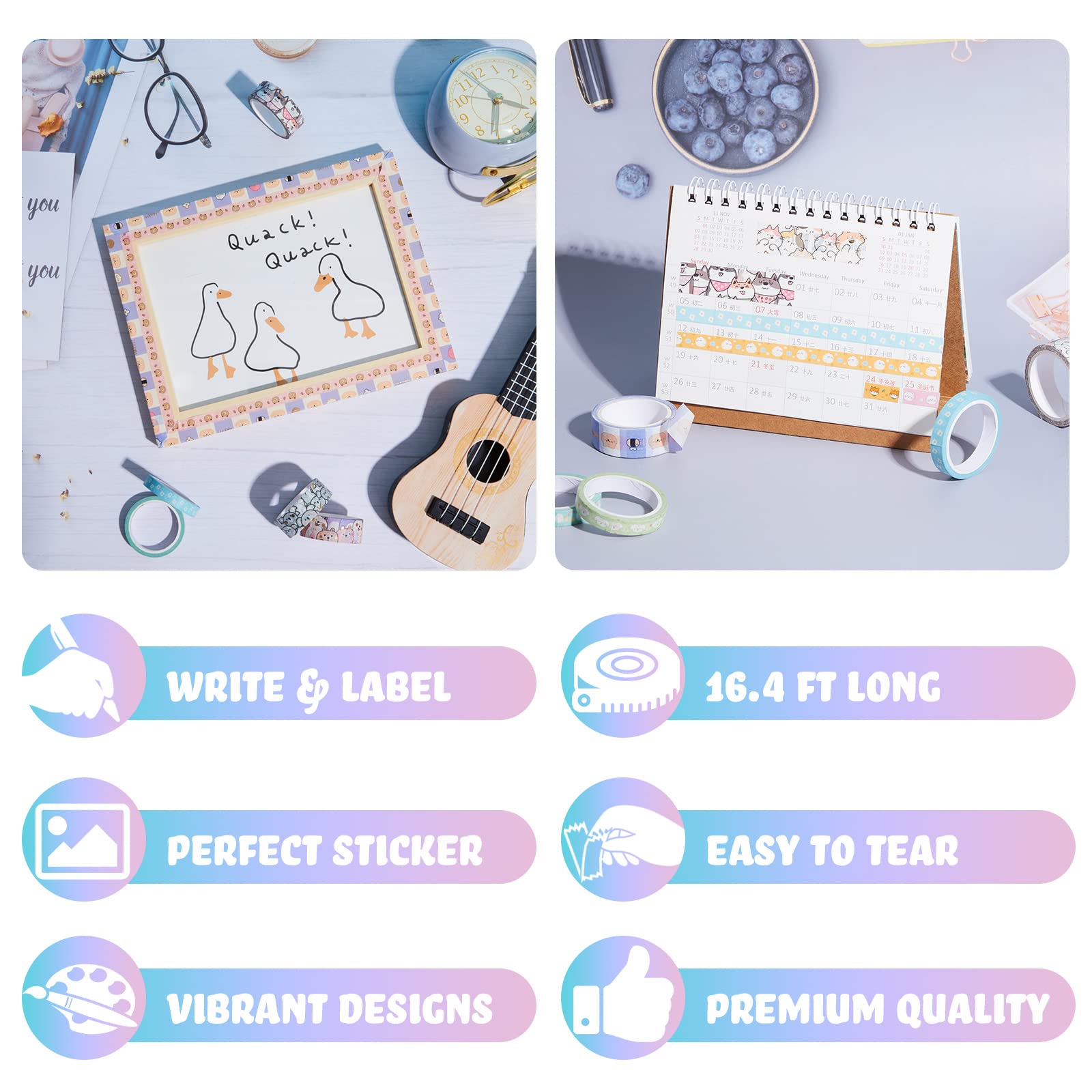Kawaii zwierzę Washi taśma 18 rolek urocza cienka taśma Washi zestaw pies króliczek zwierzęta kot taśma kreskówka dekoracyjna zestaw ozdób dekoracyjne taśmy maskujące do pamiętnika scrapbookingu planerów DIY rzemiosło owijanie