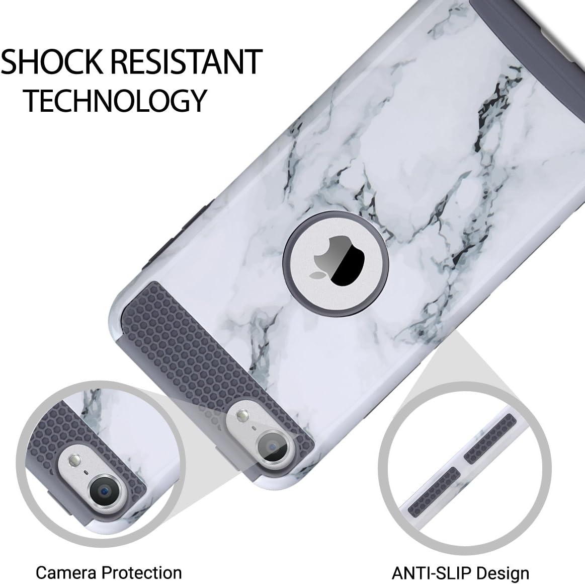 ULAK iPod Touch 6 Case, iPod Touch 5 Case, Dual Layer Slim Protective Hybrid iPod Touch Case Hard PC Cover for Apple iPod Touch 5 6th Generation,Artistic-Marble Pattern