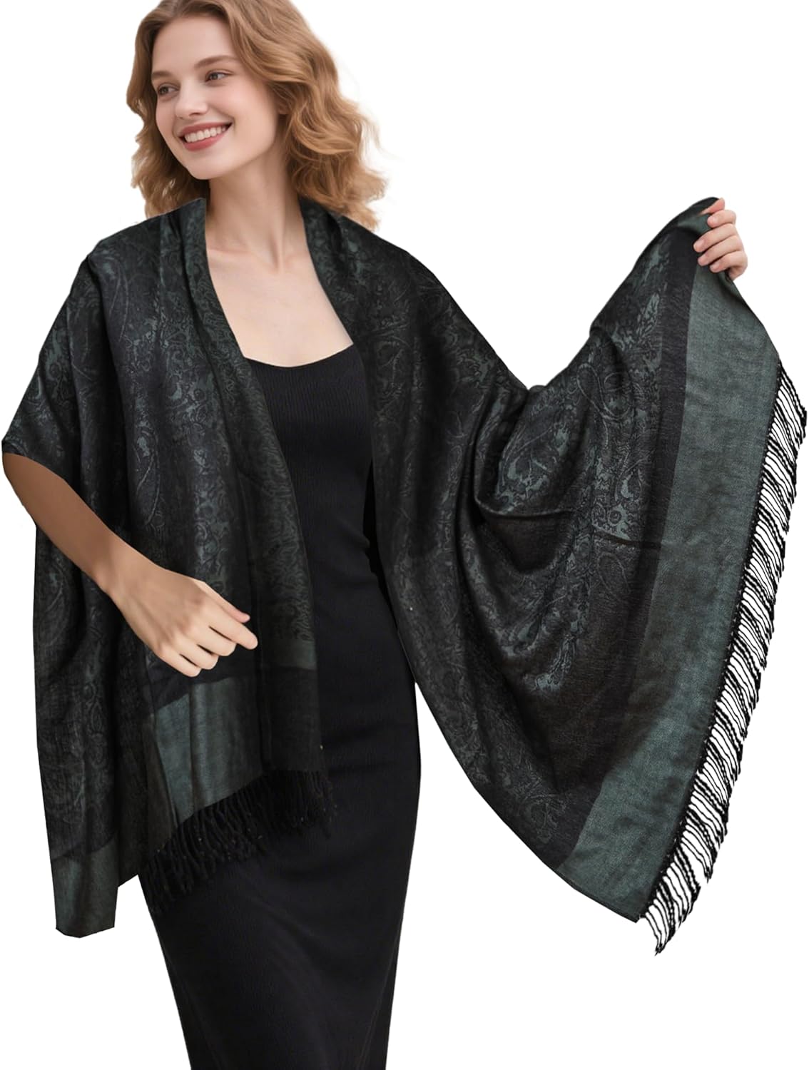 Pashmina Shawl Wrap for Women, Paisley Pashmina Rave Scarf, Shawls and Wraps for Evening Dresses Festivals All Seasons - Image 6