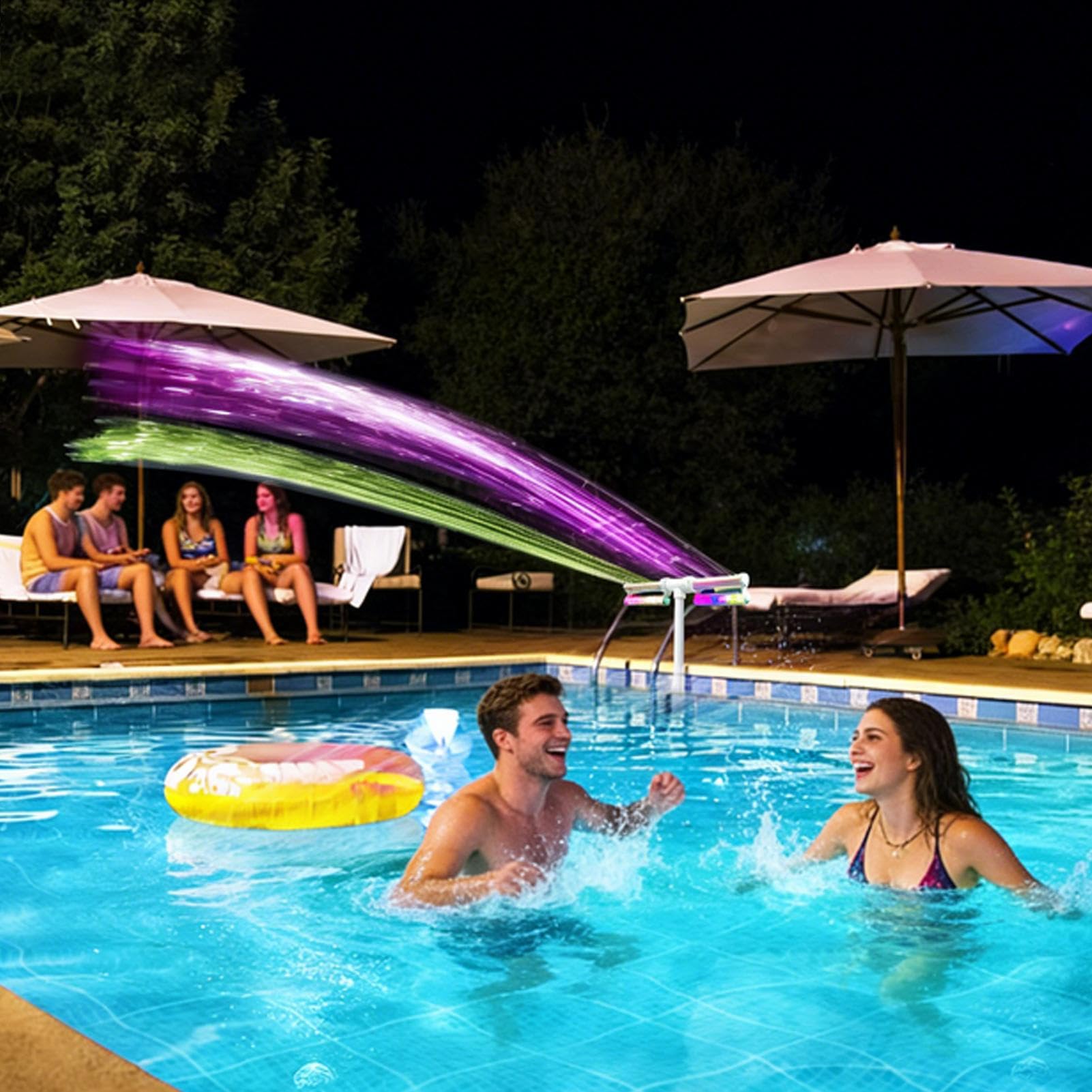 Fontana Galleggiante per Piscina Ricaricabile Impermeabile con | Pompa Fontana per Piscina Ideale per Piscine Fuori Terra, Interrate, Esterno, Hotel, Giardino, Rinfresco Estivo