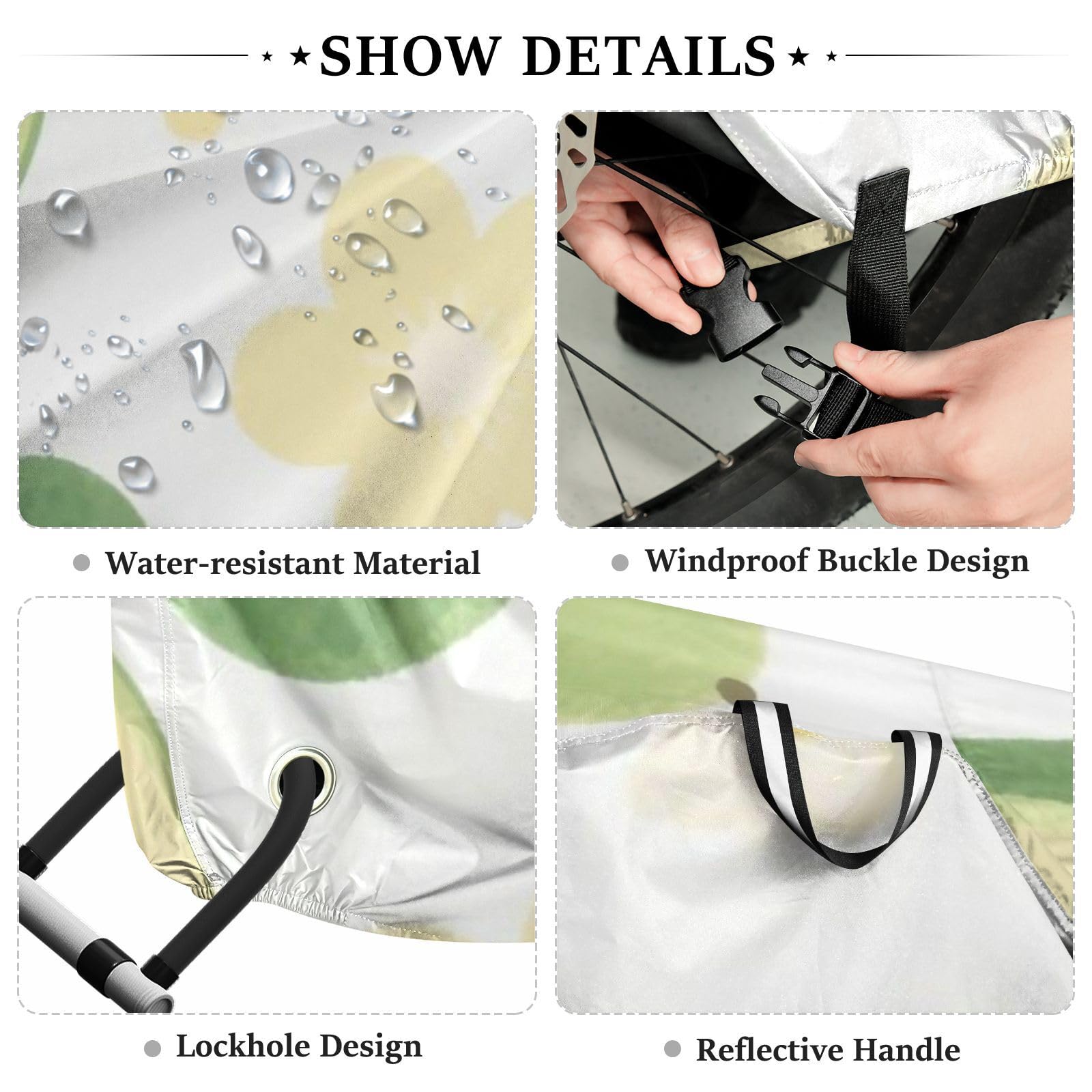 Housse de vélo imperméable avec trous de verrouillage pour intérieur et extérieur - Convient à la plupart des protections pour vélo électrique - Vert avocat