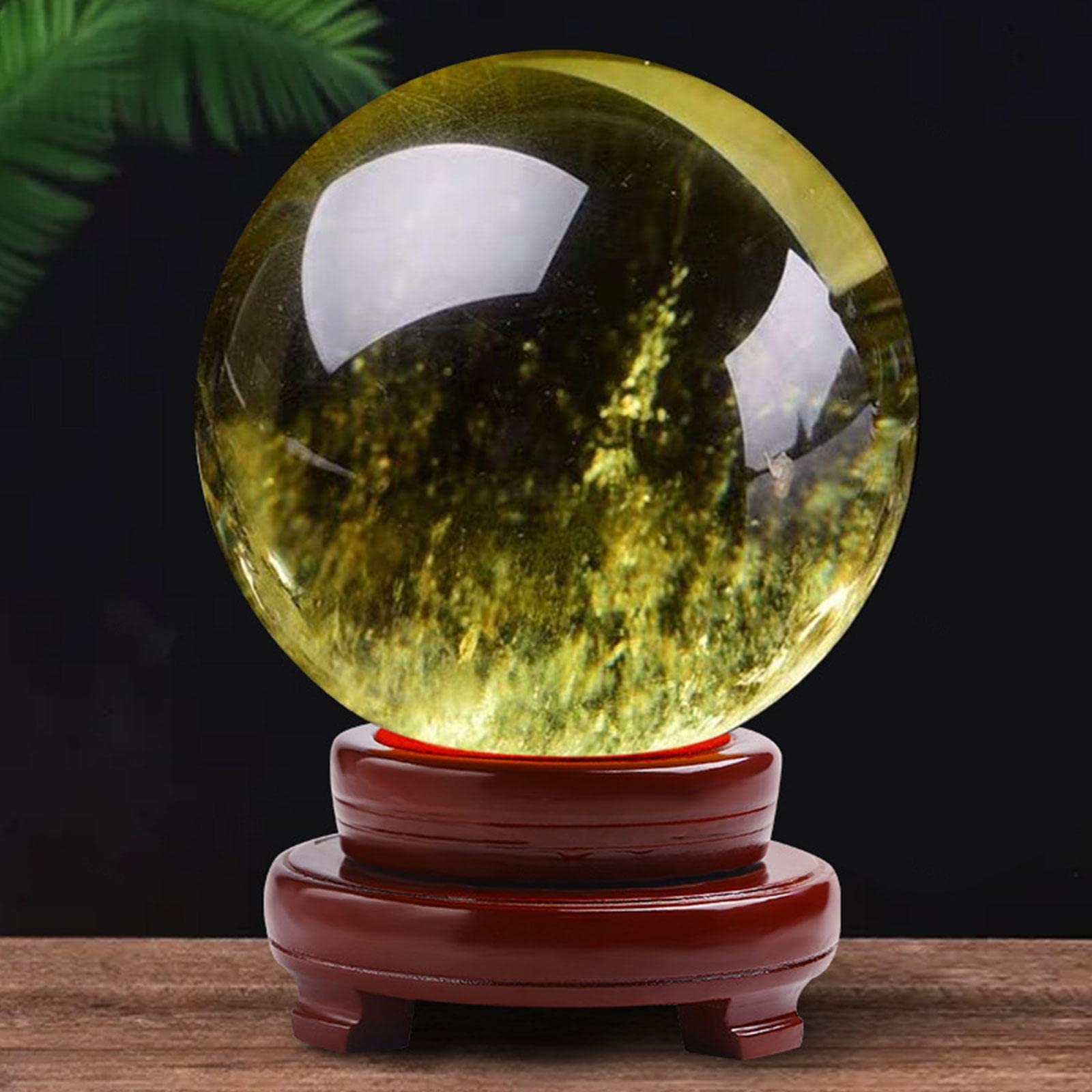 天然石 黄色 球体 木製スタンド付き 楽天市場】【在庫限り】水晶球 シトリン 8cm 木製台座付き 人工溶錬