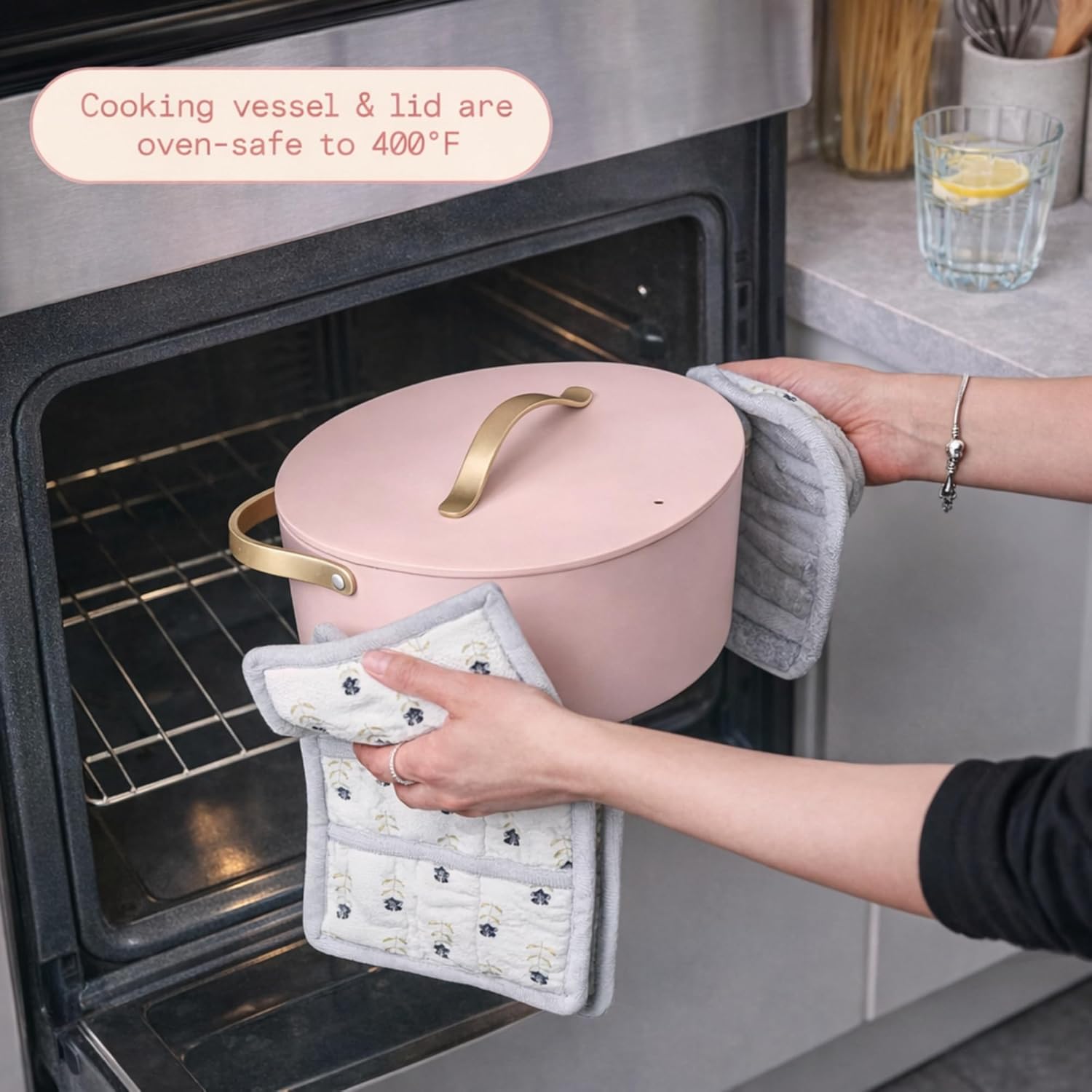 6 Quart Electric beeautifuul Multi Cooker 10 in 1 with Programmable Touch Display, Slow Cook Sear Steam (Rose)