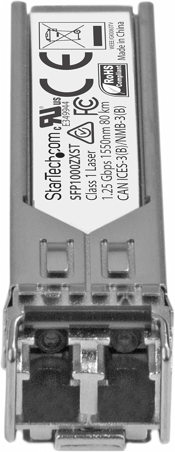 StarTech.com MSA Uncoded Compatible SFP Module - 1000BASE-ZX - 1GbE Single Mode Fiber (SMF) Optic Transceiver - 1GE Gigabit Ethernet SFP - LC 70km - 1550nm - DDM (SFP1000ZXST),Silver