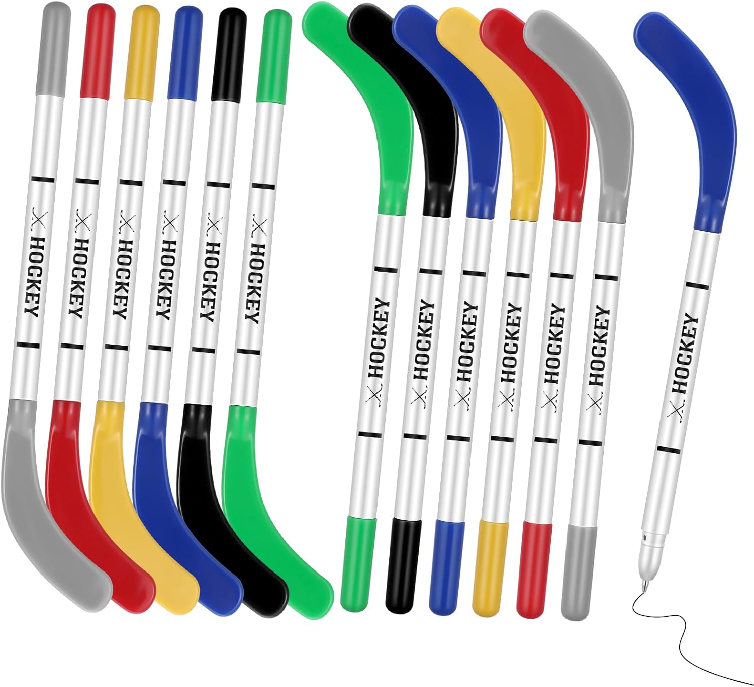 Gilprop 72 Pcs Hockey Stick Theme Pens 7 Inch Hockey Stick Sports Theme Party Favors Bulk Fun Cool Ballpoint Pen Black Ink for Fans Prize Birthday Party Gifts (Classic Color)