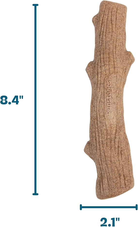 Pupstages Dogwood Dog Chew Toy, Made in the USA Real-Wood Blend, Natural Flavor & Texture, Moderate Chewers, Large, 8