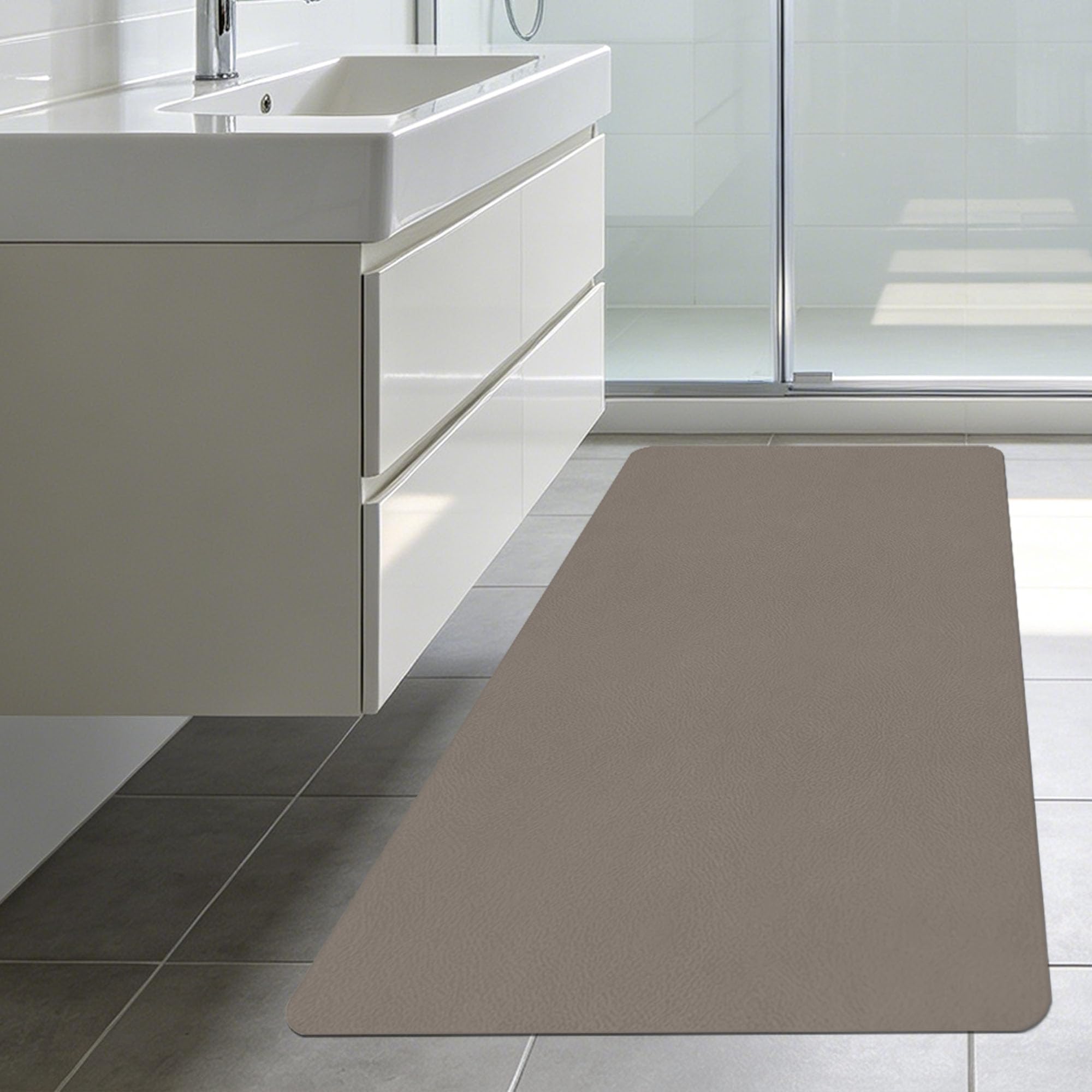 Alfombra de Baño 105 x 120 cm Rápido Secado Alfombrillas de Baño Absorbentes Antideslizante y Antihumedad para Ducha, y Cocina, marrón