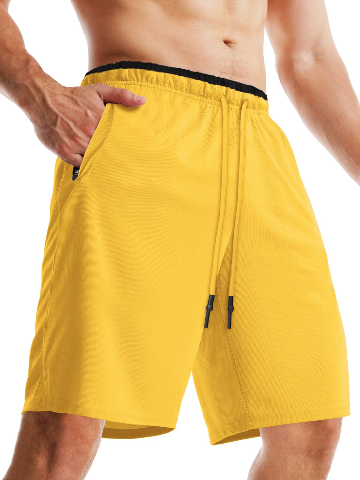 Aolesy Men's Gym Workout Shorts 5"/7"/10" Lightweight Bodybuilding Athletic Shorts Running Training with Zip Pockets