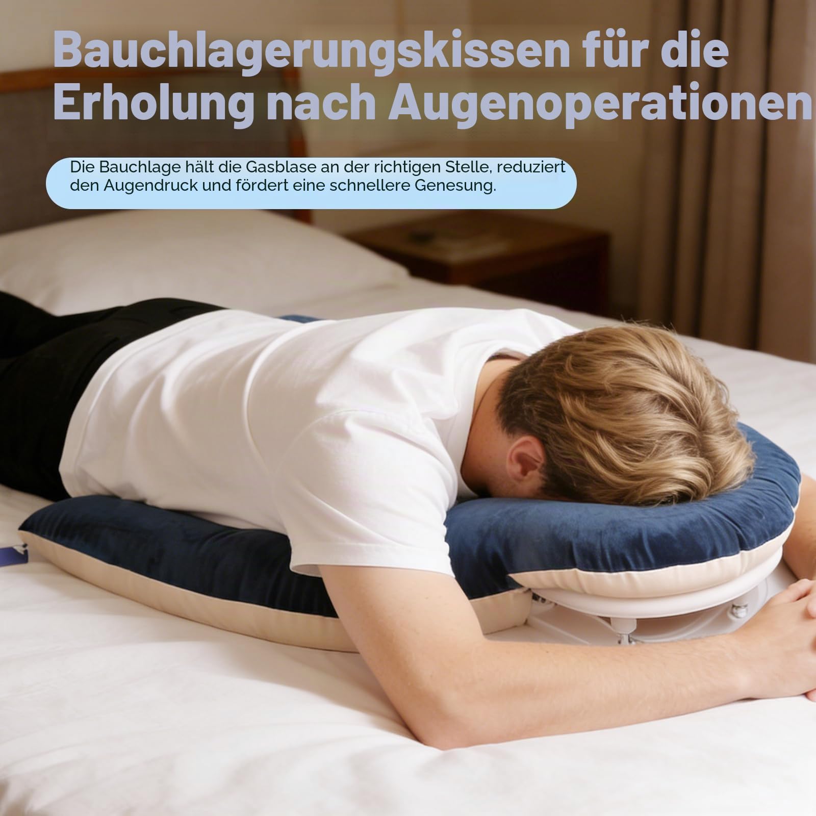 Face Down Pillow Schlafen, Ergonomisches Memory-Schaum-Massagekissen für Bauchschläfer & Augen OP Vitrektomie Erholung, hautfreundlich Massage Kopfstütze