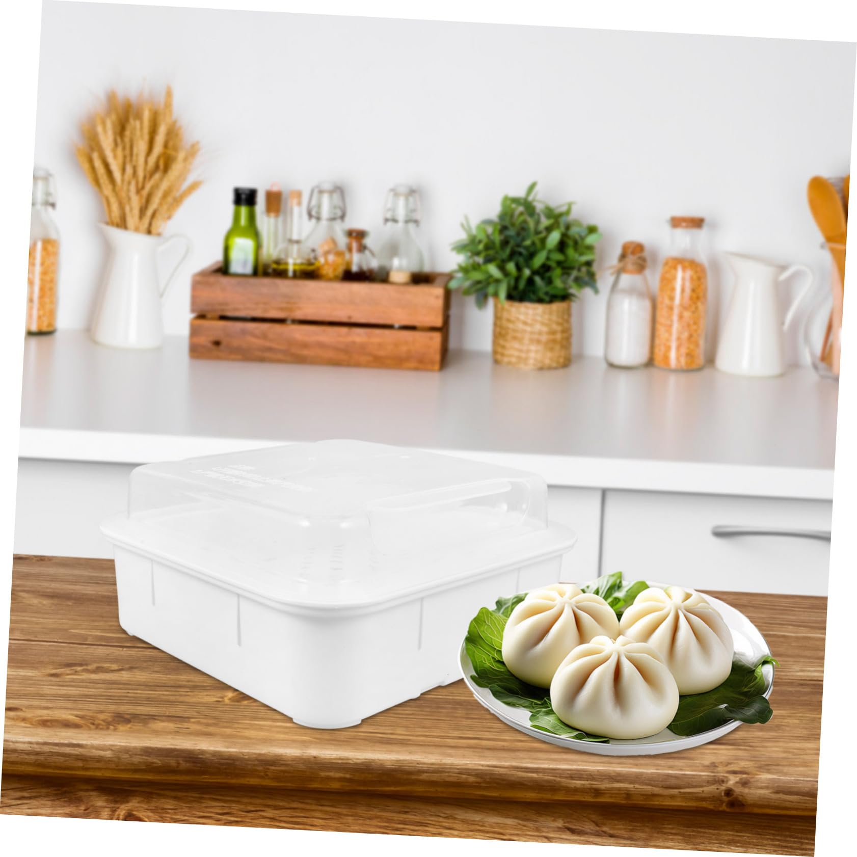 COLLBATH Mikrowellen Doppellagiger Dampfgarer aus Deckel Weißem Pp Dampfgarer Gesundes Dampfgaren in Mikrowelle Platzsparend und Einfach zu Lagern für Gemüse und Fisch Geeignet