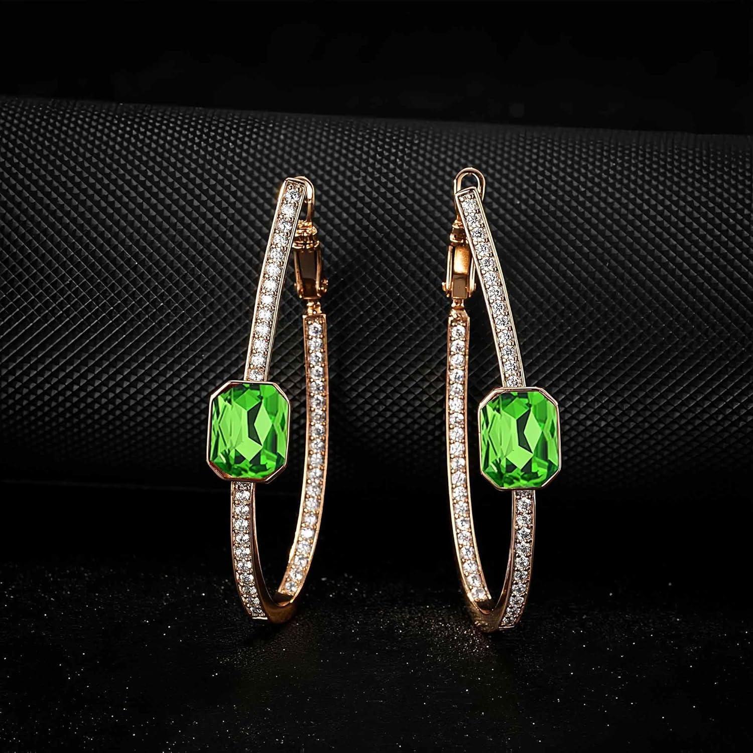 EVEVIC Stunning Austrian Crystal Big Oval Hoop Earrings for Women Fashion 14K Gold Plated Hypoallergenic Jewelry Gift - Image 3