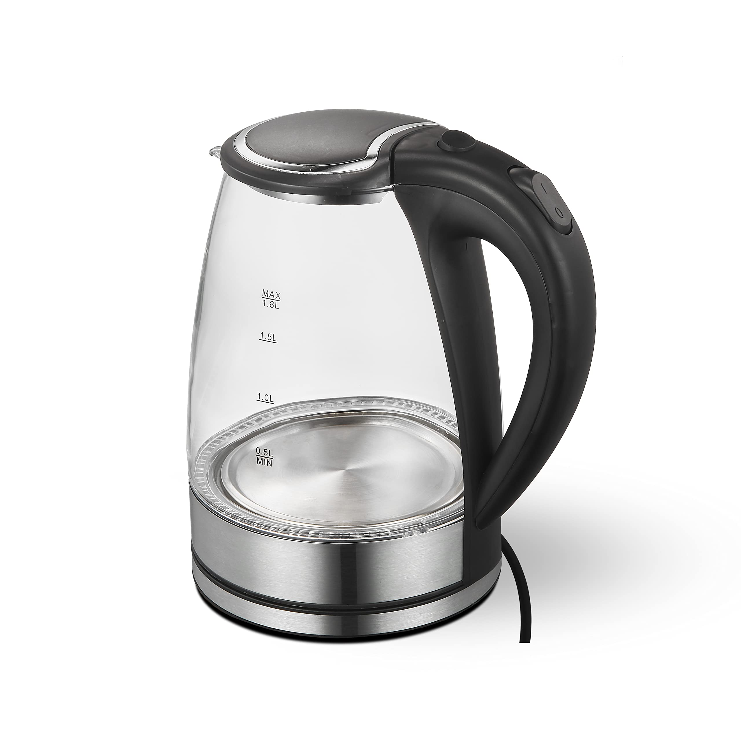 Daewoo DSWK30AT Hervidor de vidrio - Hervidor grande - Agua de ebullición rápida - 1,8 litros - 1500 Watt - Iluminación LED azul - Carcasa de acero inoxidable - Apagado automático