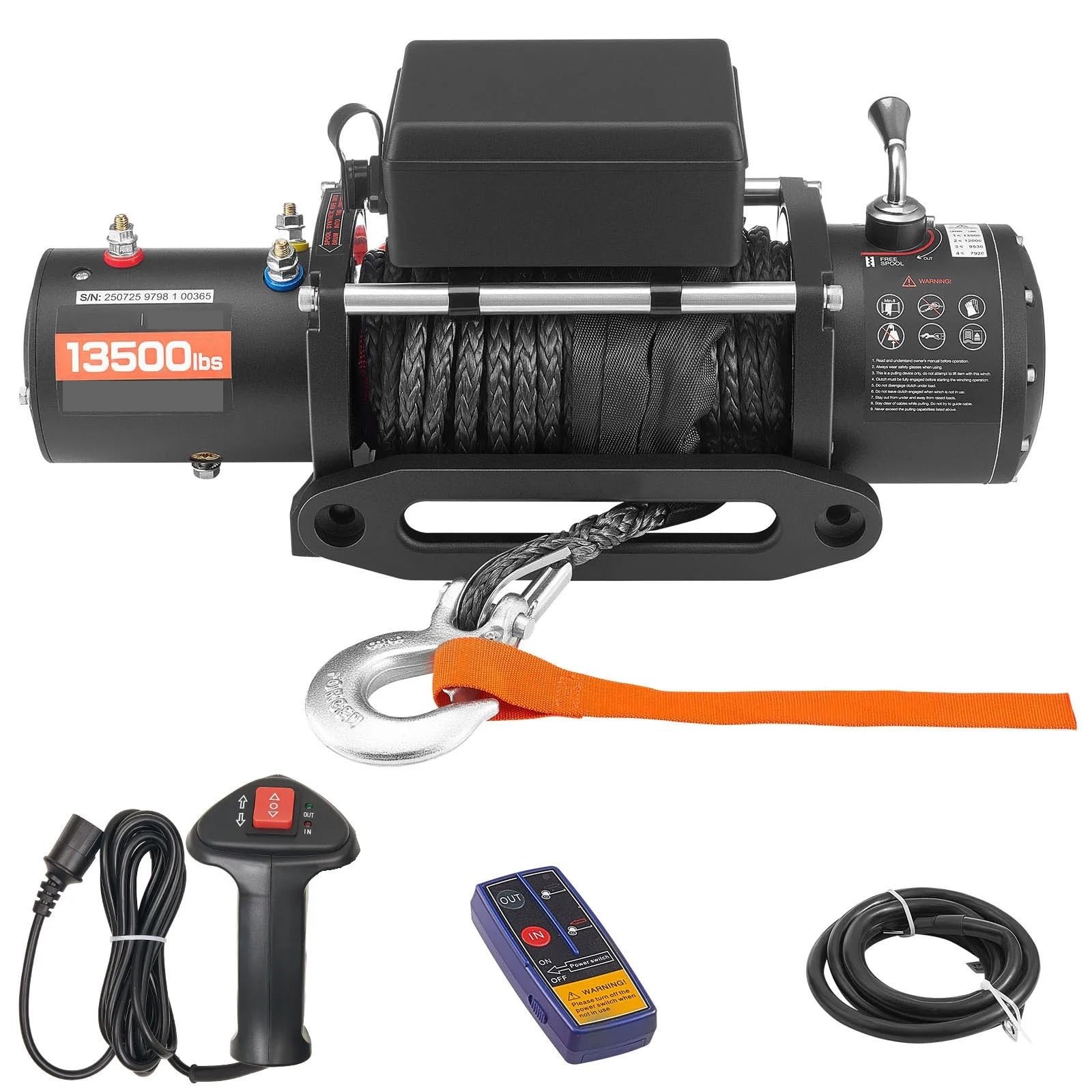 Wciągarka elektryczna Wciągarka elektryczna 13500 Lbs 12 V samochód z liną syntetyczną przewodowym sterowaniem bezprzewodowym do holowania przyczepy terenowej SUV