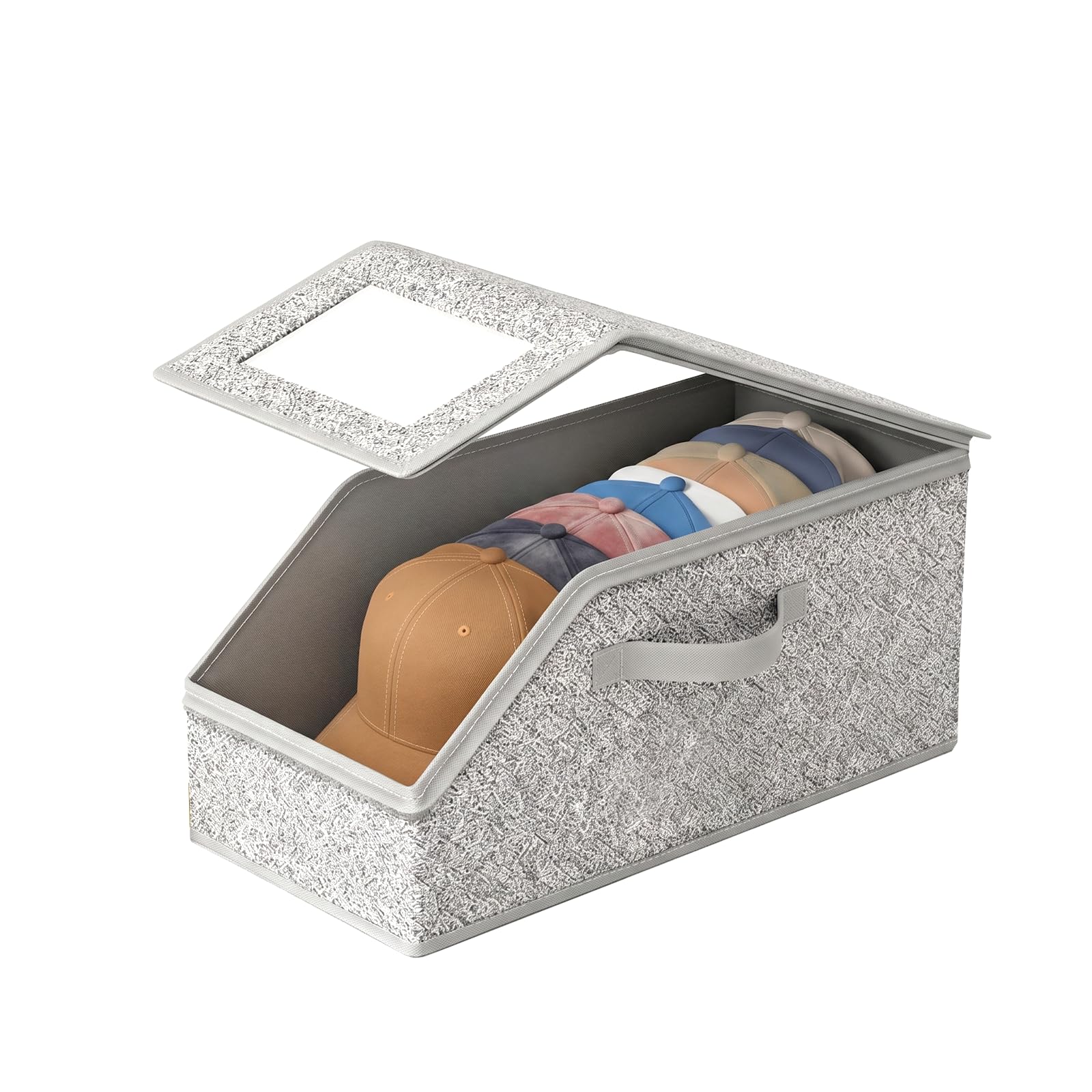 OUOAENR Stackable Baseball Cap Organizer with Lids for Closet (Small)