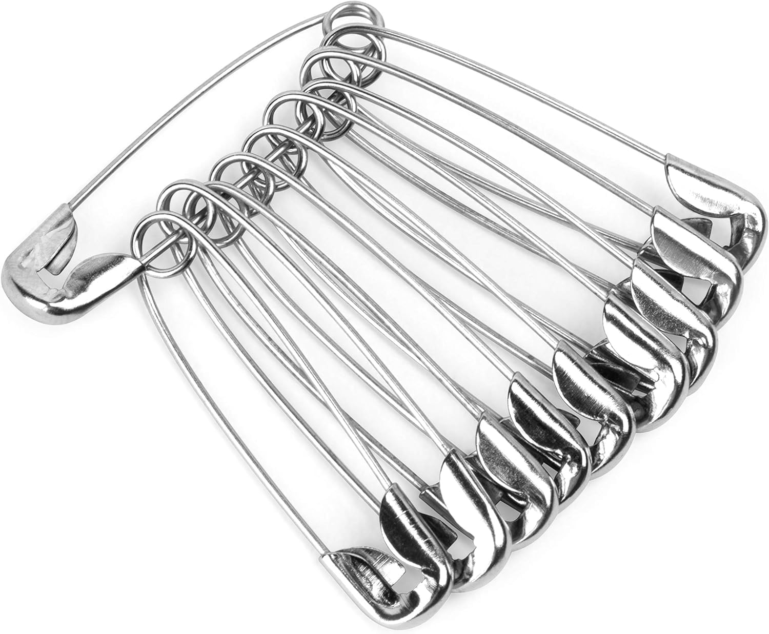 CREATIVE ZONE 2.5 Inch Safety Pins, Heavy Duty Stainless Steel Pins for Clothes, Large Pack of 12 (1 Packet)