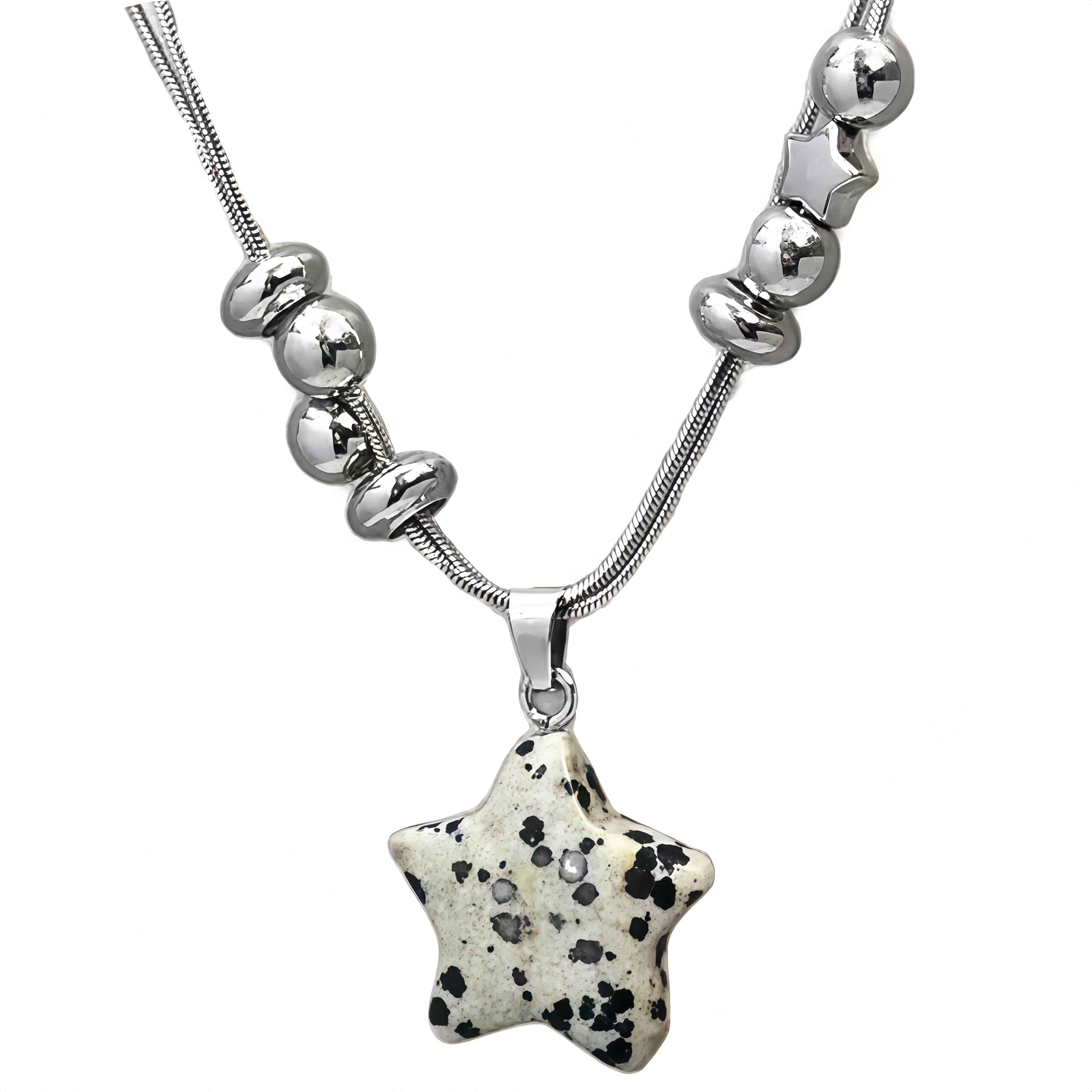 Kenfoau Speckled Stone Star Choker Necklace Silver Snake Chain,Beaded Boho Pendant Jewelry for Women, Y2K Celestial Layere...