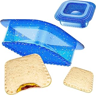 HiYZ Square Sandwich Cutter and Sealer, Glitter Sandwich Cutters for Kids Lunch, 5 PCS Decruster Sandwich Maker, Peanut Bu...