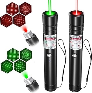 MIPREZT [2 Packs Green+Red] Rechargeable Laser Pointer High Power Green Red Beam Laser Light Long Distance Range for TV/LE...