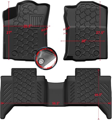 TYG Alfombrillas antideslizantes 3D para camión, 3 piezas, ajuste personalizado, Toyota Tacoma 2018-2024 doble cabina (solo automático)