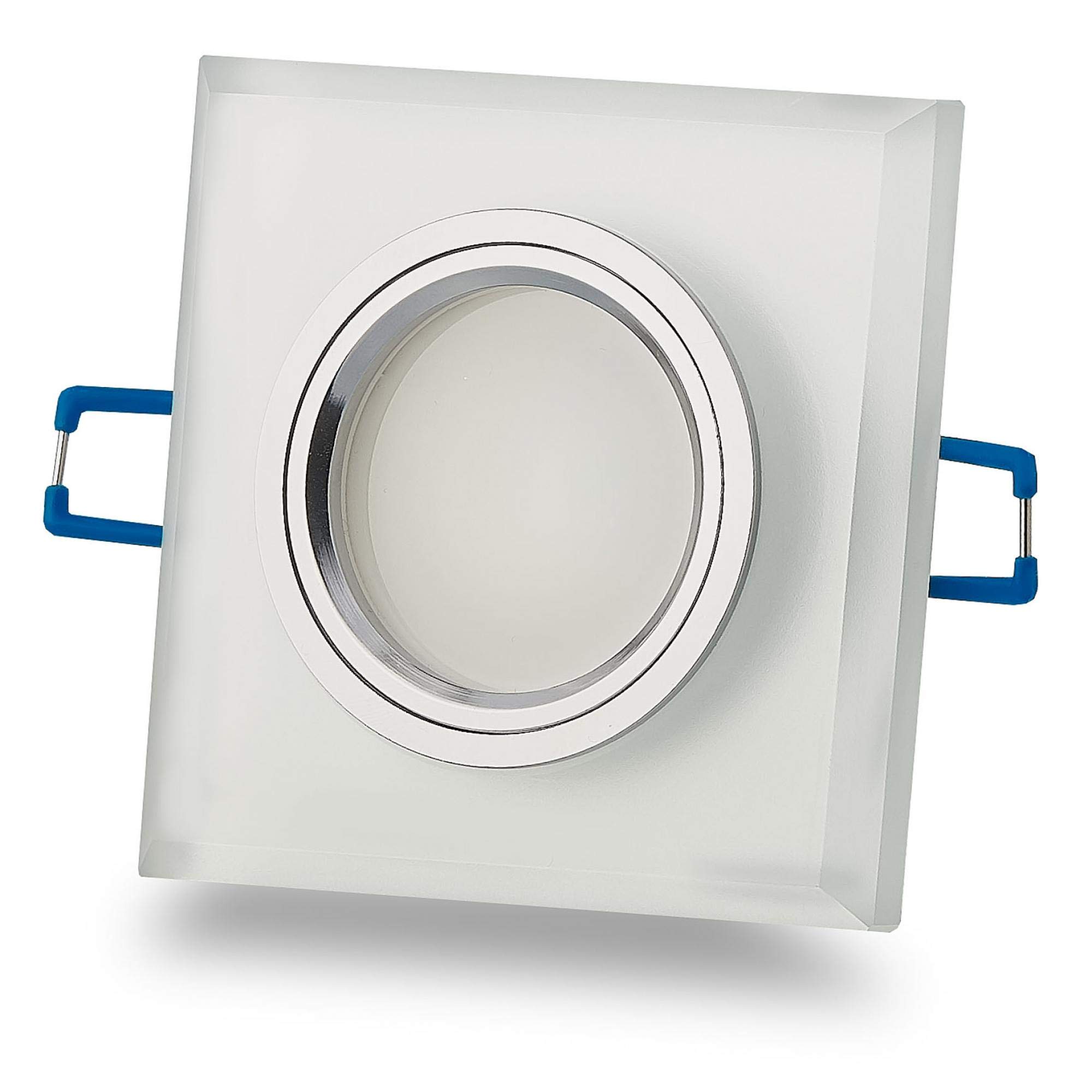 12x Einbaurahmen Set Weiß-Matt eckig für Einbaustrahler aus Glas - Rahmen 90x90 für GU10 MR16 Leuchtmittel - 75mm Bohrloch Deckenstrahler Strahler Einbauspot Einbauleuchte