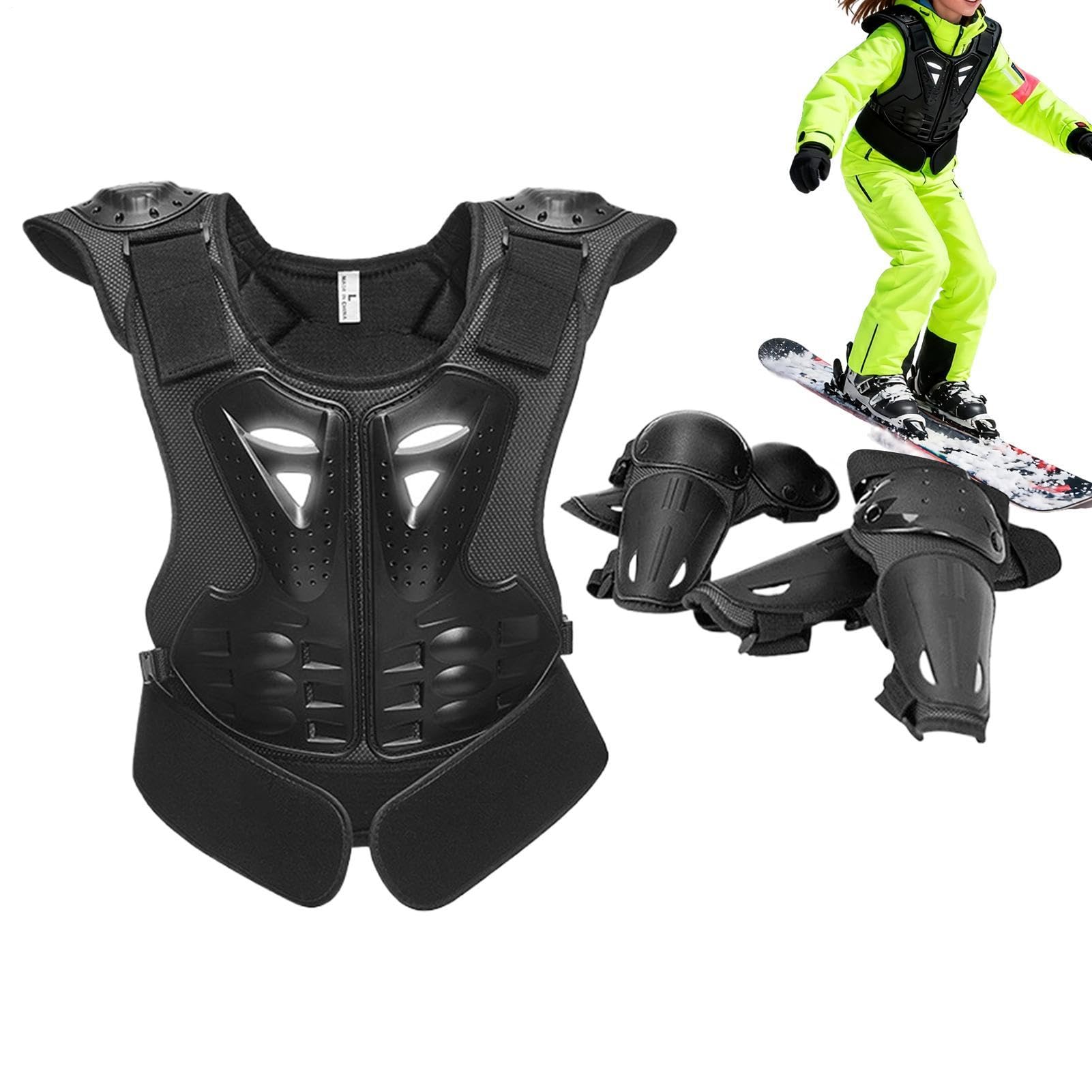 Tuta protettiva per motocross per ragazzi, con gomiti e ginocchia | Set completo di protezioni per motocross per adolescenti, attrezzature robuste con gomitiere e ginocchiere per lo sport, S