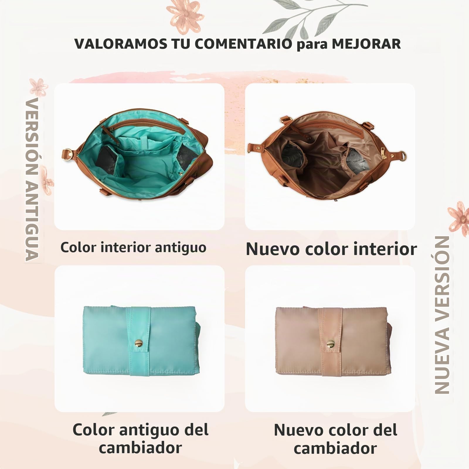 Bolso cambiador Mochila Bolsa de bebé Bolsa de pañales de cuero Bolsa de hospital de maternidad para mamá y papá