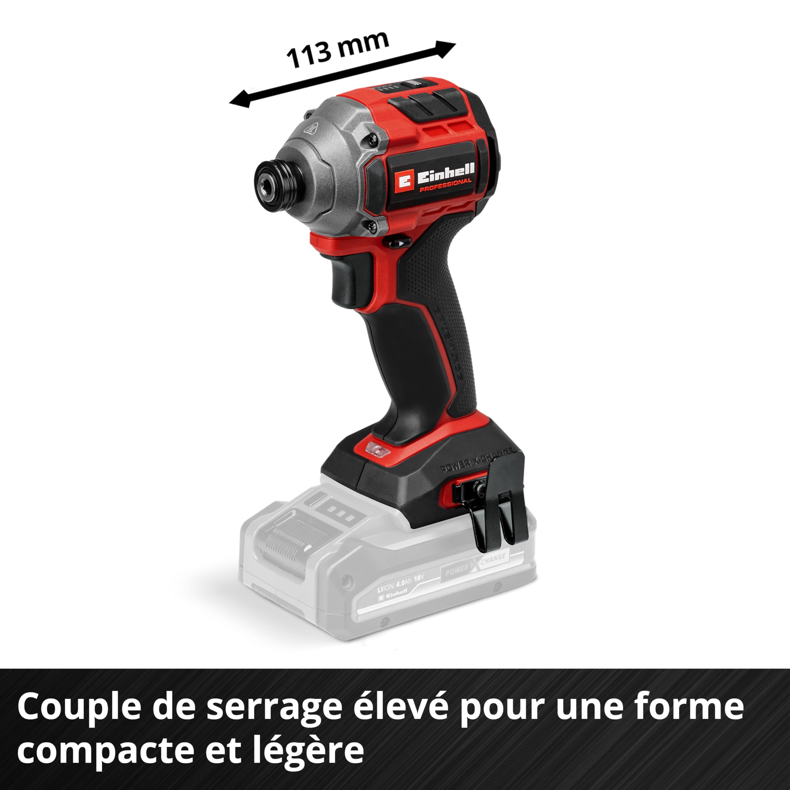 Einhell Professional Visseuse à chocs sans fil TP-CI 18/250 Li BL-Solo Power X-Change (18 V, couple de 250 Nm, moteur sans charbon, porte-embout 6 pans creux, lampe LED, sans batterie)