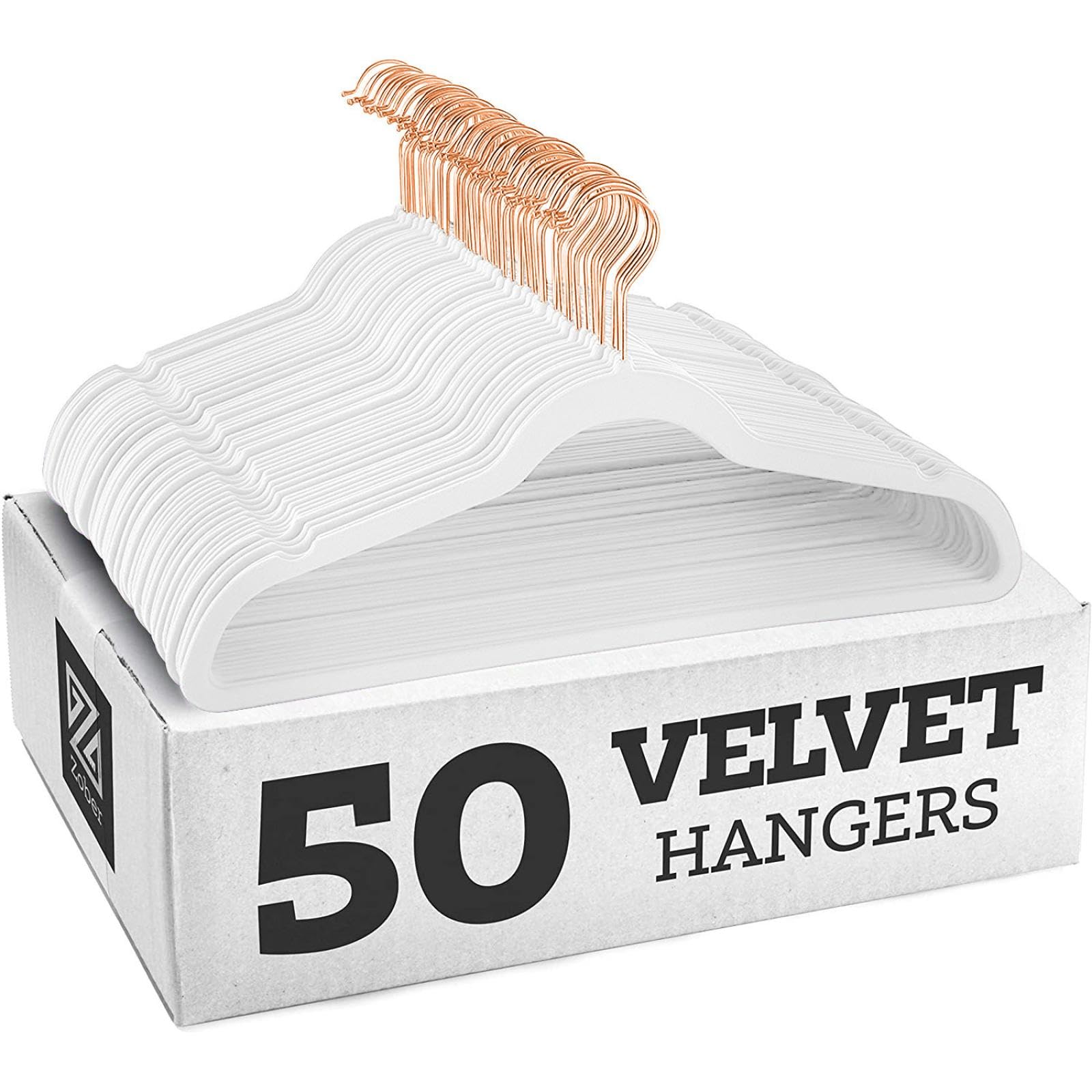 20 Pack Velvet Hangers,wrinkle Resistant,ultra Thin Non Slip, Hook Hold Upto 11 Lbs/17.5 * 9 * 0.2 in (White Rose Gold Hk,20 Pack)