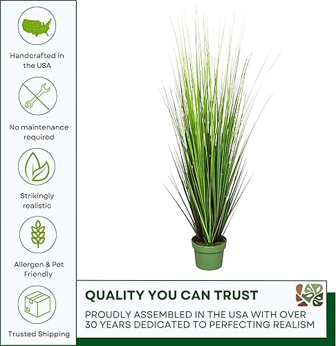 Miniatura 3 de House of Silk Flowers - Hierba sintética de PVC verde de 42 pulgadas