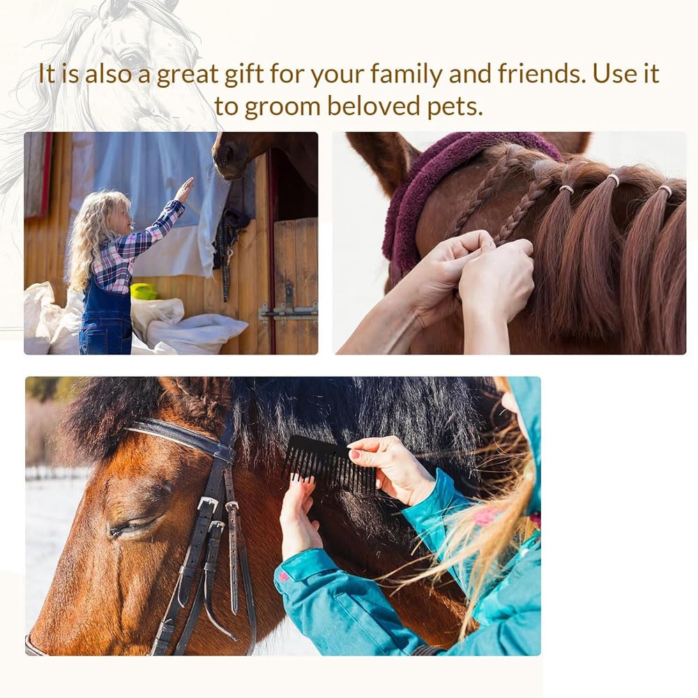 Juego de manualidades para trenzar caballos con cinturón extraíble, incluye gancho para alfombras, cepillo, cortador de hilo, peine para ratonetas, pinzas para el pelo y bandas elásticas para caballos
