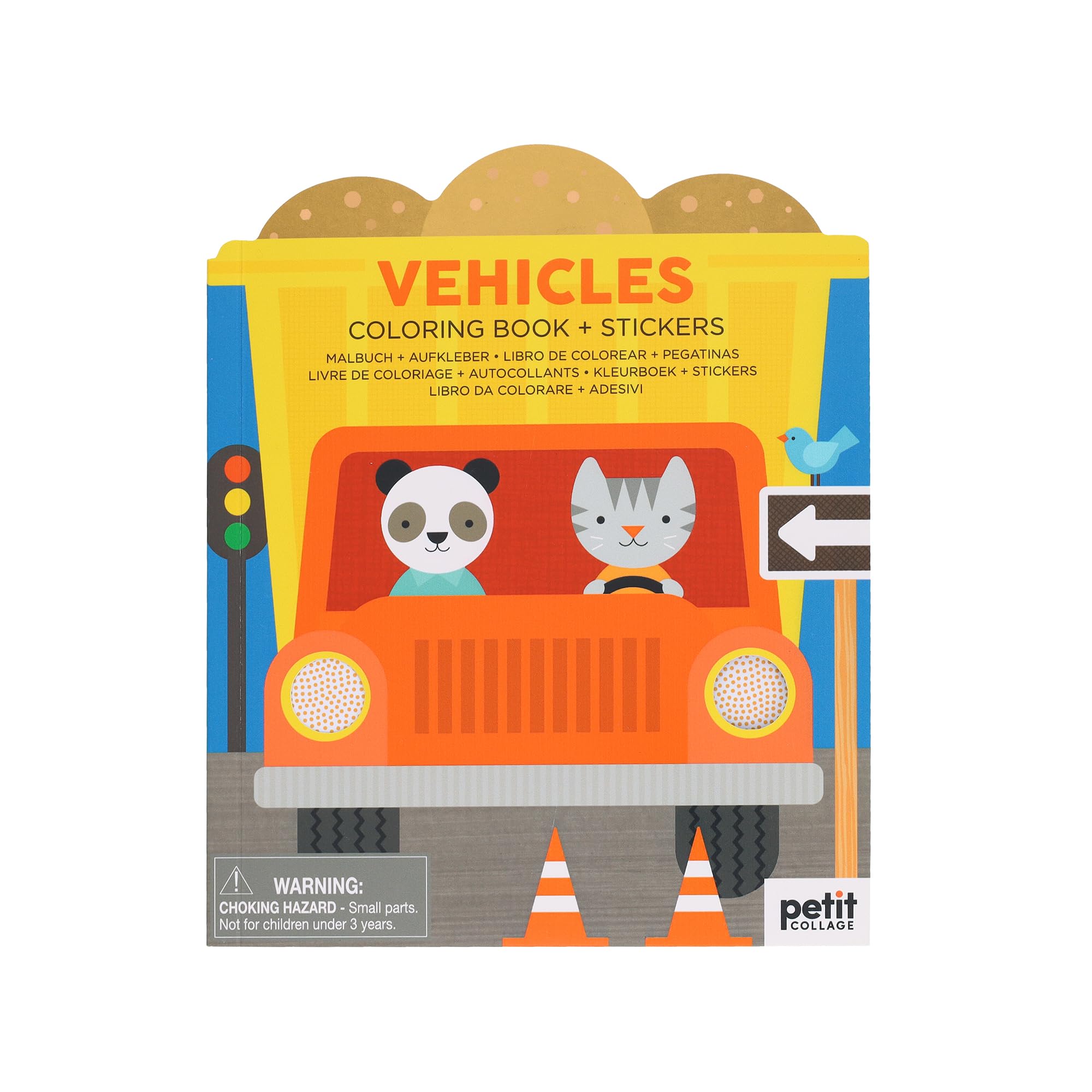 Petit Collage Vehicles Coloring Book + Stickers: Colouring Book + Stickers