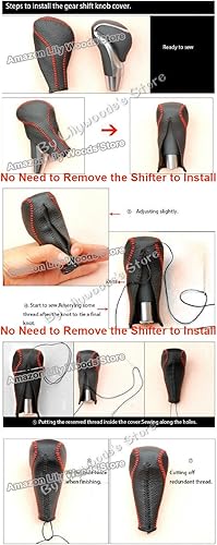 Miniatura 6 de Loncky - Funda de piel auténtica para palanca de cambios para Volvo S60 2011 2012  2007 2008 2009 2010 2011 2012 Volvo S80  2008 2009 2010 Volvo V70