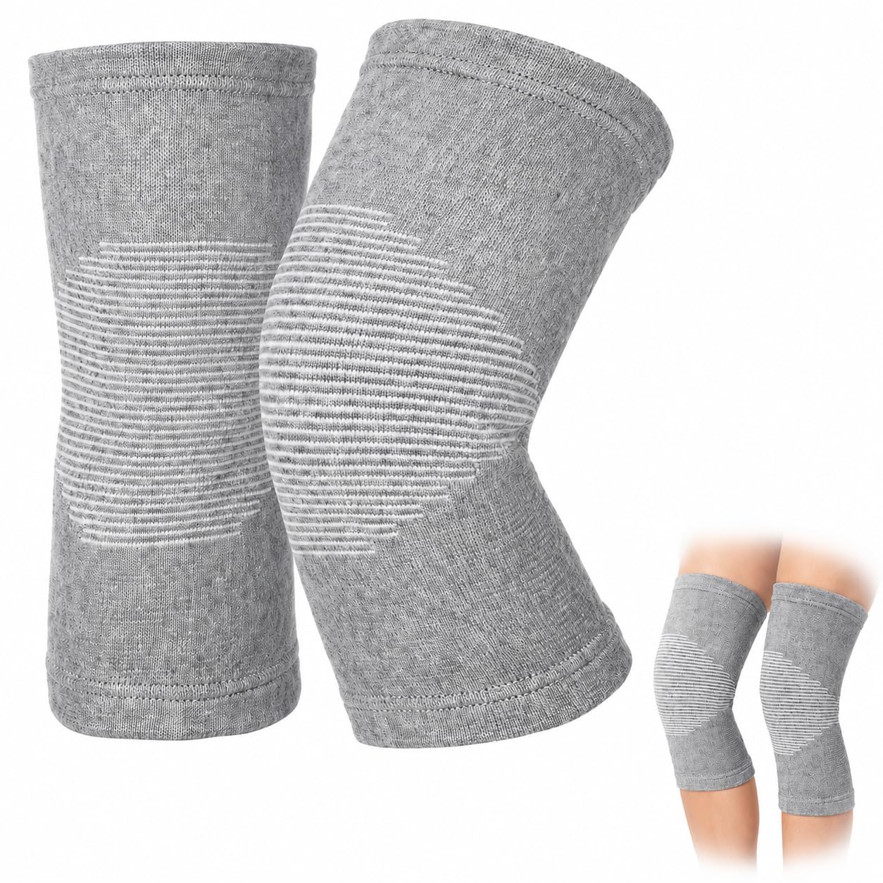 Ginocchiera In Bambù OnePress Supporto Ginocchio Uomo Donna In Tessuto Morbido Per Fitness Yoga E Ciclismo (XL,2 Paio)