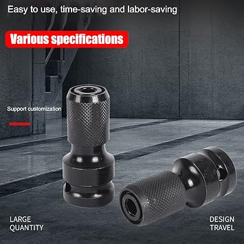 Hızlı germe adaptörü, 1/2 inç kare tahrik, 1/4 inç altıgen şaftlı adaptör, darbeli matkap ve tornavida ucu tutucu soket (5,3 x 4,2 cm)