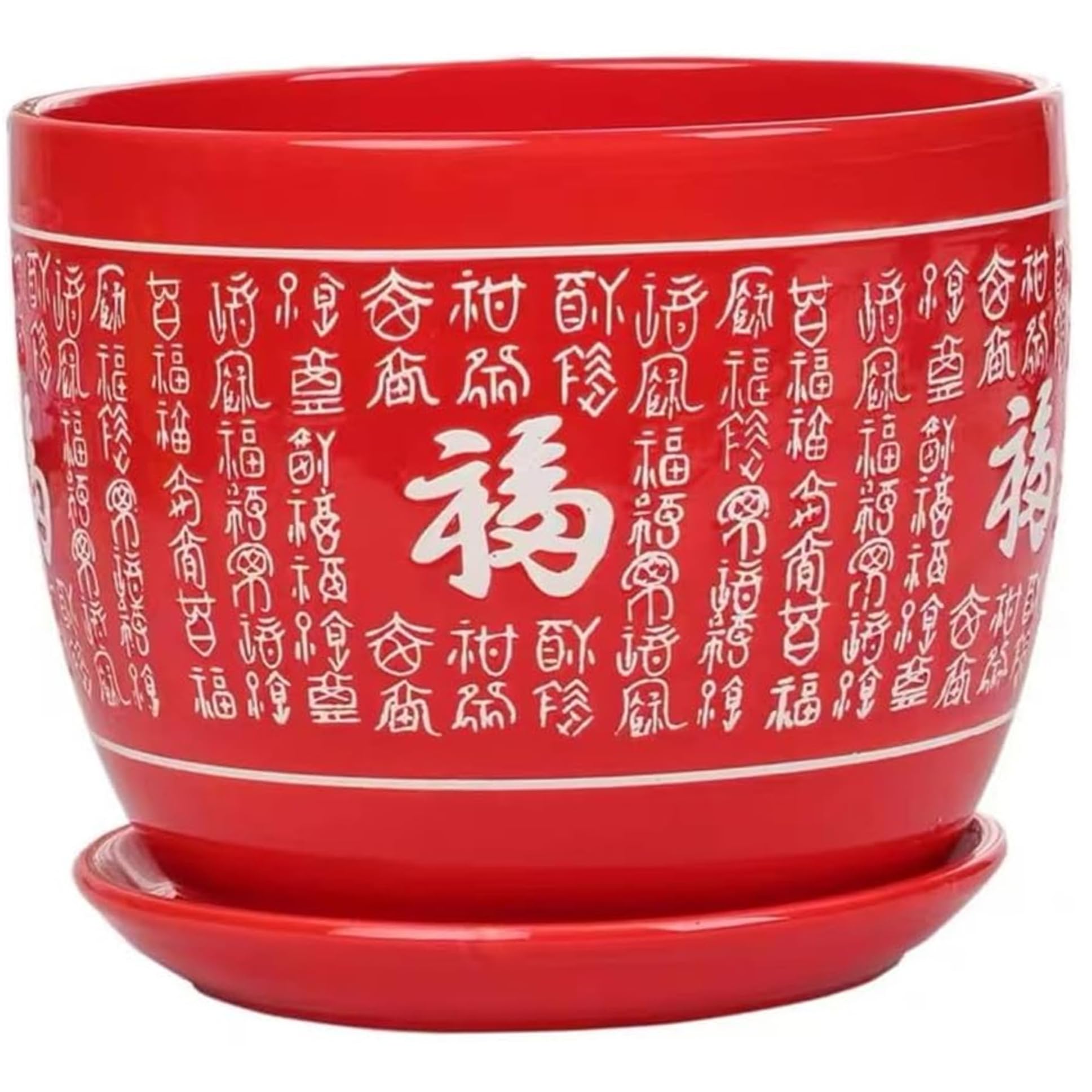 Ngbbby Plant Pot Ceramic Pots for Plants with Drainage Hole and Saucer Outdoor Decorative Fortune