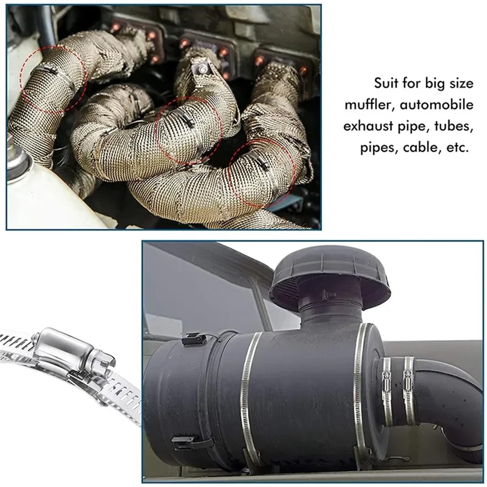 Abrazadera de manguera de acero inoxidable 304 de 3,5 m con 8 sujetadores, abrazadera de tornillo sin fin ajustable, abrazadera de manguera for conductos de tuberías de 11,5 pies
