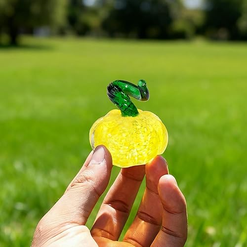 Miniatura 7 de 5 figuras coleccionables de calabaza de vidrio soplado, pequeño adorno de calabaza de cristal para Halloween, Acción de Gracias, otoño, decoración