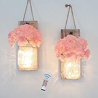 Vista 8 de Besuerte Juego de 2 Frascos Mason de Decoración de Pared, Decoración de Casa de Campo para Sala de Estar, Decoración de Pared Colgante Rústica