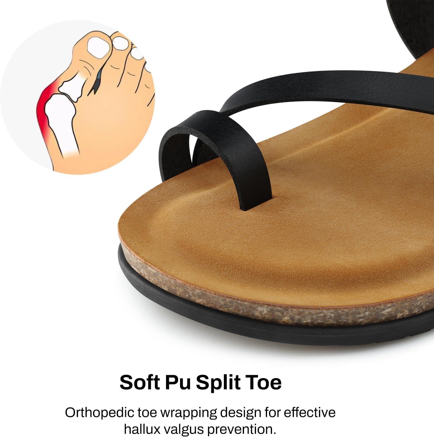SHIBEVER Women's Flip Flops Sandals: Comfortable Dressy Cork Footbed Arch Support Slip On Ring Toe Thong Walking Sandals