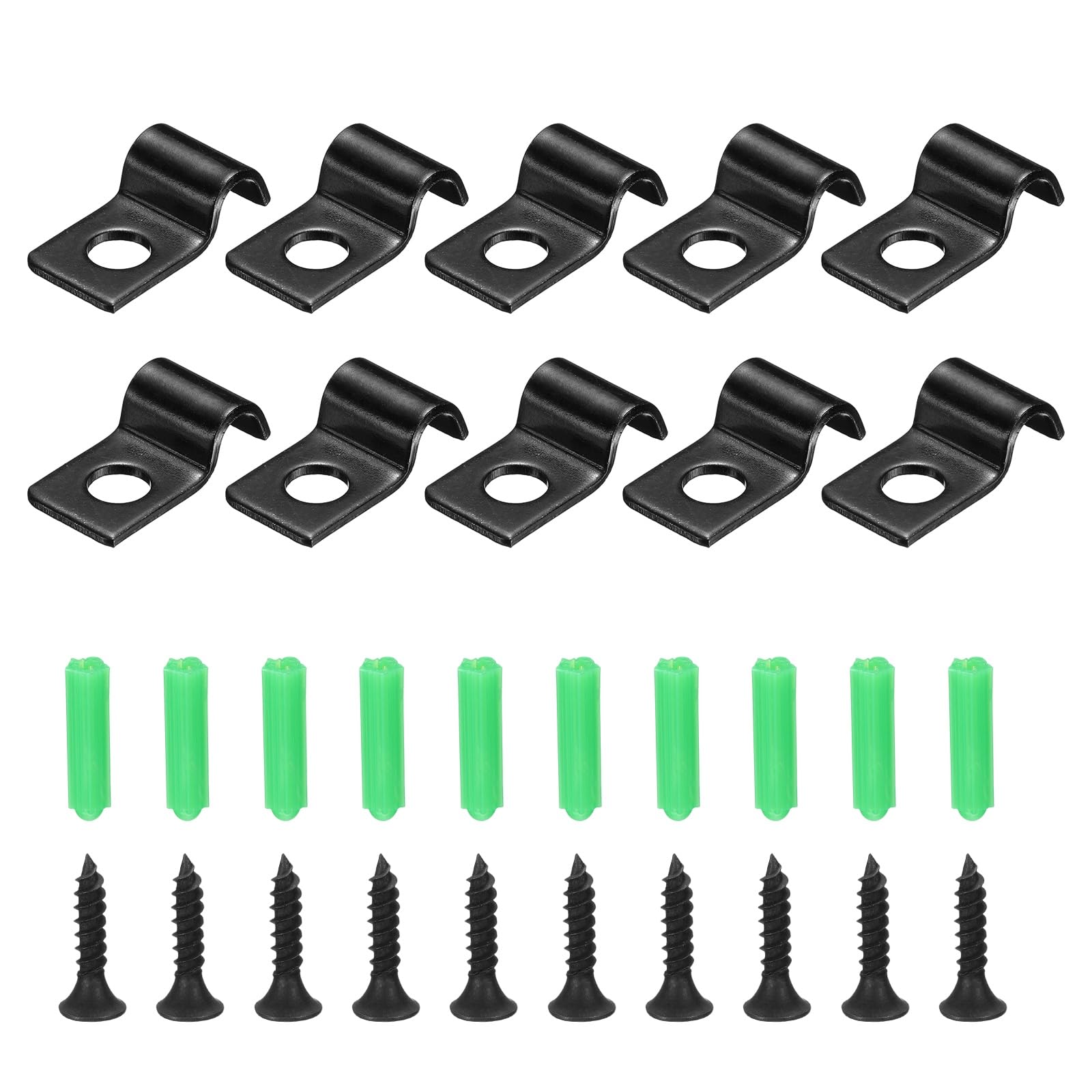 sourcing map 3/16 Inch Pipe Strap Set, Carbon Steel Conduit Clip 50pcs Single Hole Strap Clamp for Pipe Tube Cable Fixing (5mm, Black)