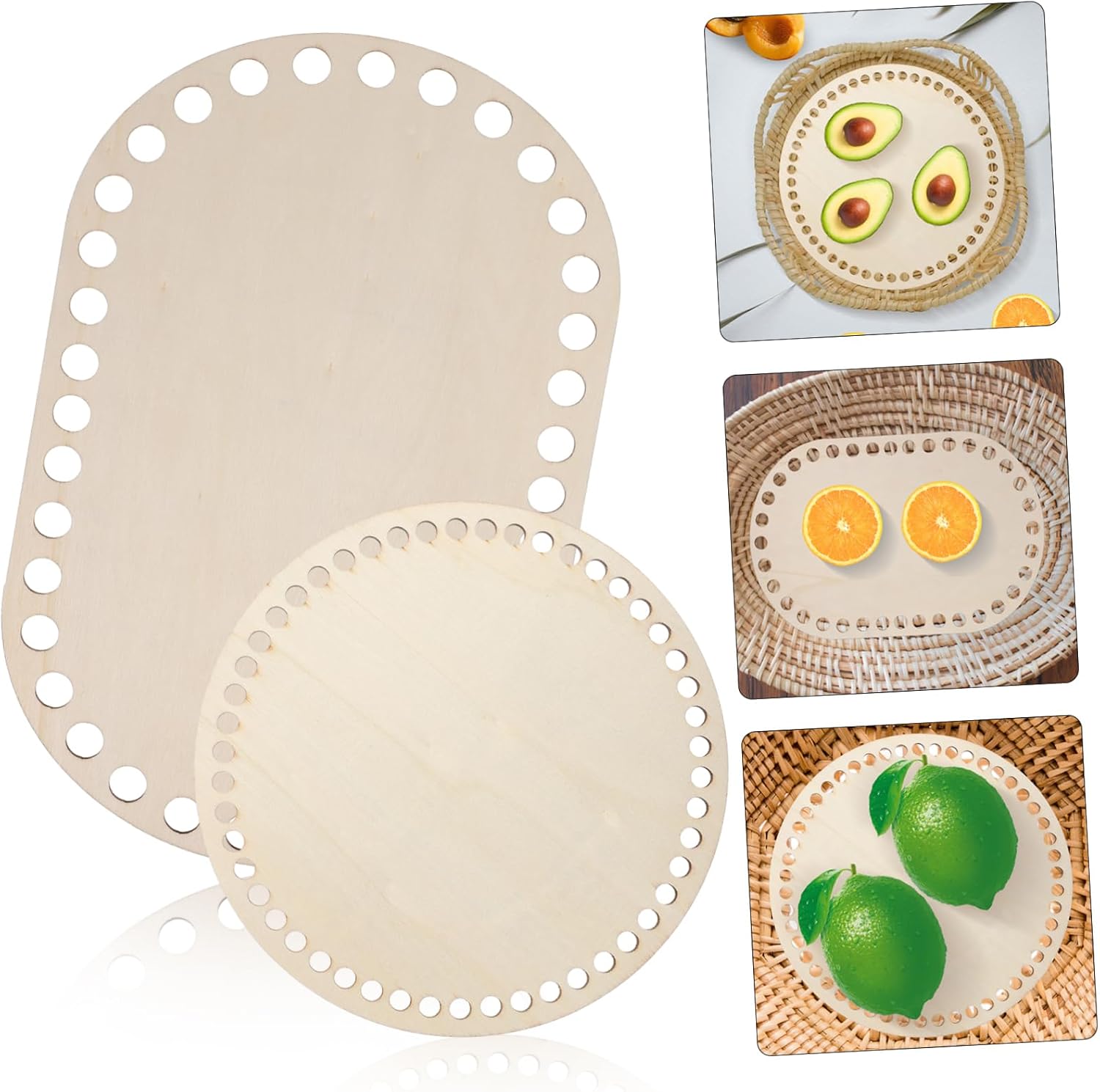 Gadpiparty 4pcs Wooden Basket Bases Basket Floor Knitting Accessories DIY Bottoms