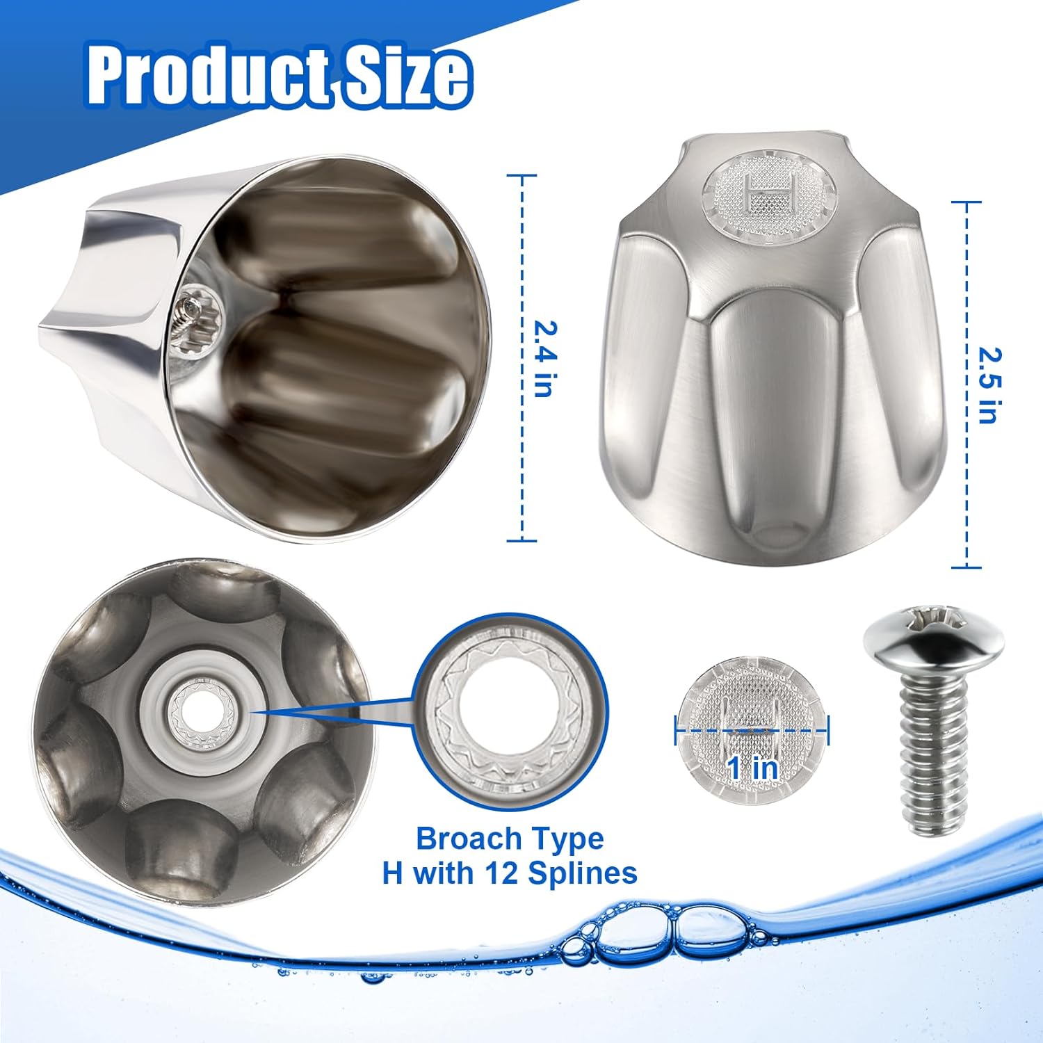 Dreyoo 3 Piece Metal Shower Knob Replacement Compatible with Price/Pfister Verve Tub Shower, Bathtub Faucet Handle Remodel Trim Kit Include 1 Hot 1 Cold 1 Diverter and 3 Screws(Polished Chrome)