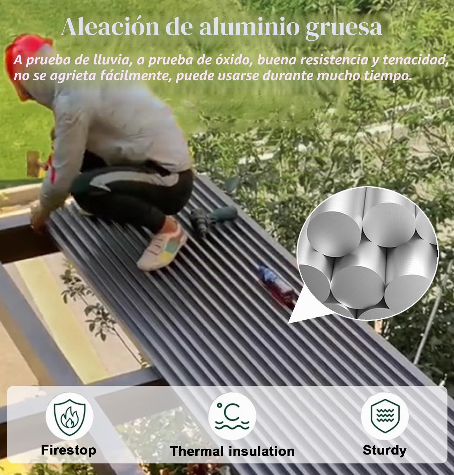 Paneles para Tejado Panel de Techo de 6 Piezas con Ranuras Trapezoidales, Revestimiento de Techo Aislante, Tablero a Prueba de Viento, Reemplazo de Cubierta de Tejas(L-0.8m/2.6ft)