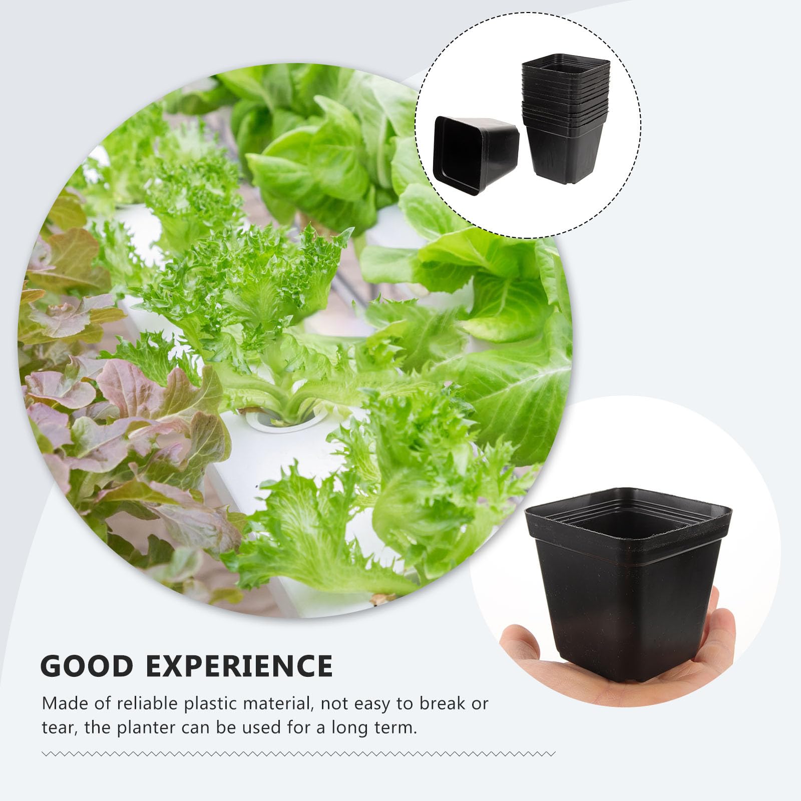 Gadpiparty Lot de 120 Pots en Plastique Noirs Carrés pour Semis avec Trous de Drainage, Réutilisables, Culture de Succulentes et Fleurs en Intérieur ou Extérieur