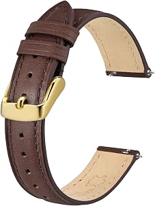 BISONSTRAP Elegant Leather Watch Straps, Quick Release, Watch Bands for Women and Men, Compatible with Watch Lug of 12mm 14mm 15mm 16mm 18mm 20mm