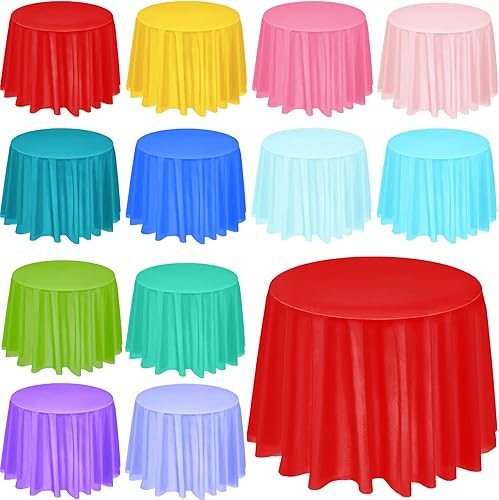 24 manteles redondos de plástico, fundas de mesa redondas desechables para baby shower, día de San Valentín, boda, fiesta de cumpleaños, decoración