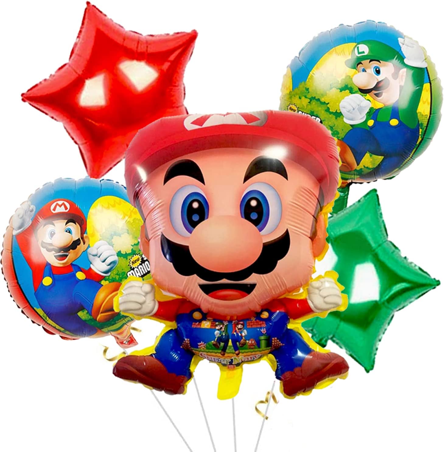 YOOYEH 5 PCS Foil Balloons, Birthday Party Supplies Decorations for Boys Girls Superhero Decorations