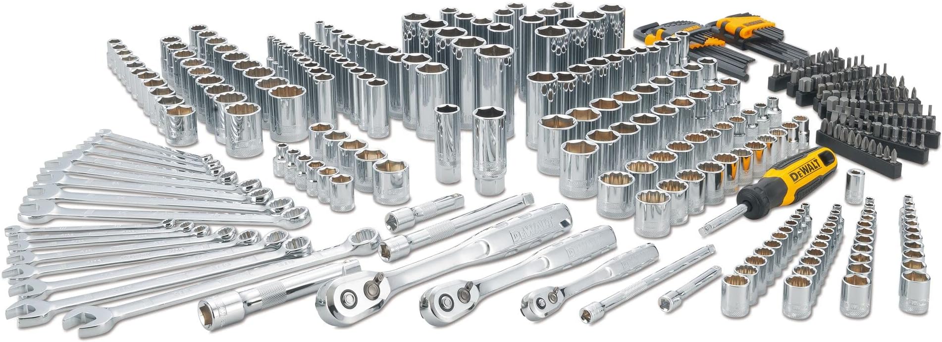 DEWALT Mechanics Tool Set, 1/4", 3/8", 1/2" Drive Tools and Combo Wrenches, 341 Piece (DWMT45341)